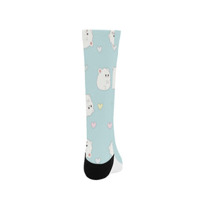 White cute hamsters heart pattern Crew Socks