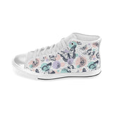 Butterfly pattern Women's High Top Canvas Shoes White