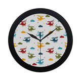 Colorful helicopter pattern Elegant Black Wall Clock