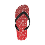 Snowflake pattern red background Unisex Flip Flops