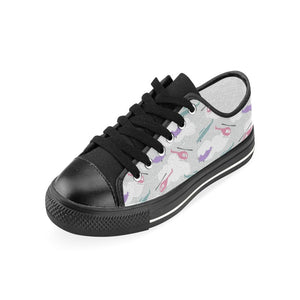 Helicopter plane pattern Kids' Boys' Girls' Low Top Canvas Shoes Black