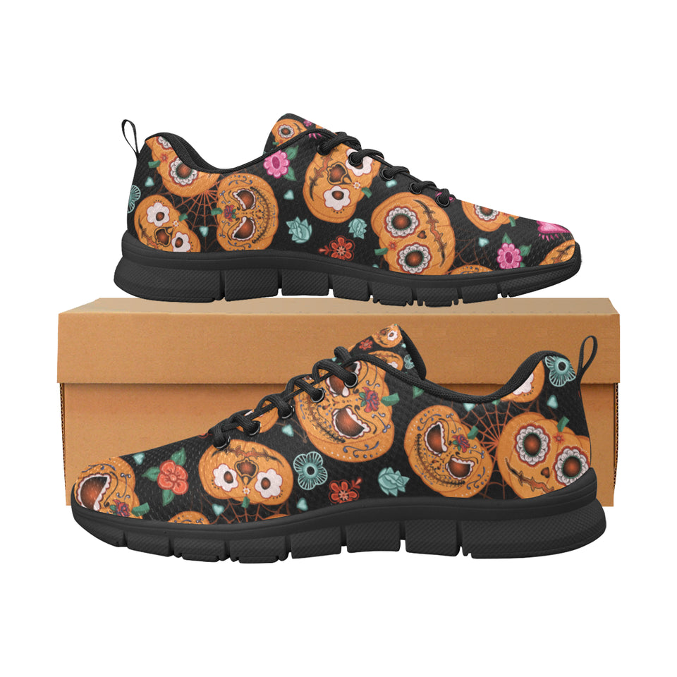 Pumpkin flowers spiderweb Halloween theme Women's Sneaker Shoes