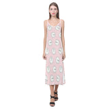Clock pattern pink blackground V-Neck Open Fork Long Dress
