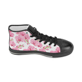 pink purple orchid pattern background Women's High Top Canvas Shoes Black