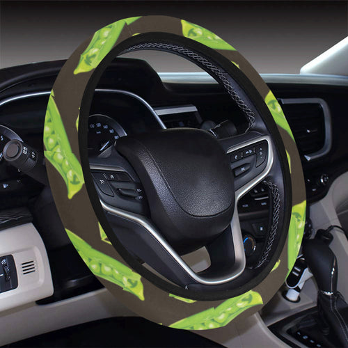 Green Peas Pattern Print Design 05 Car Steering Wheel Cover