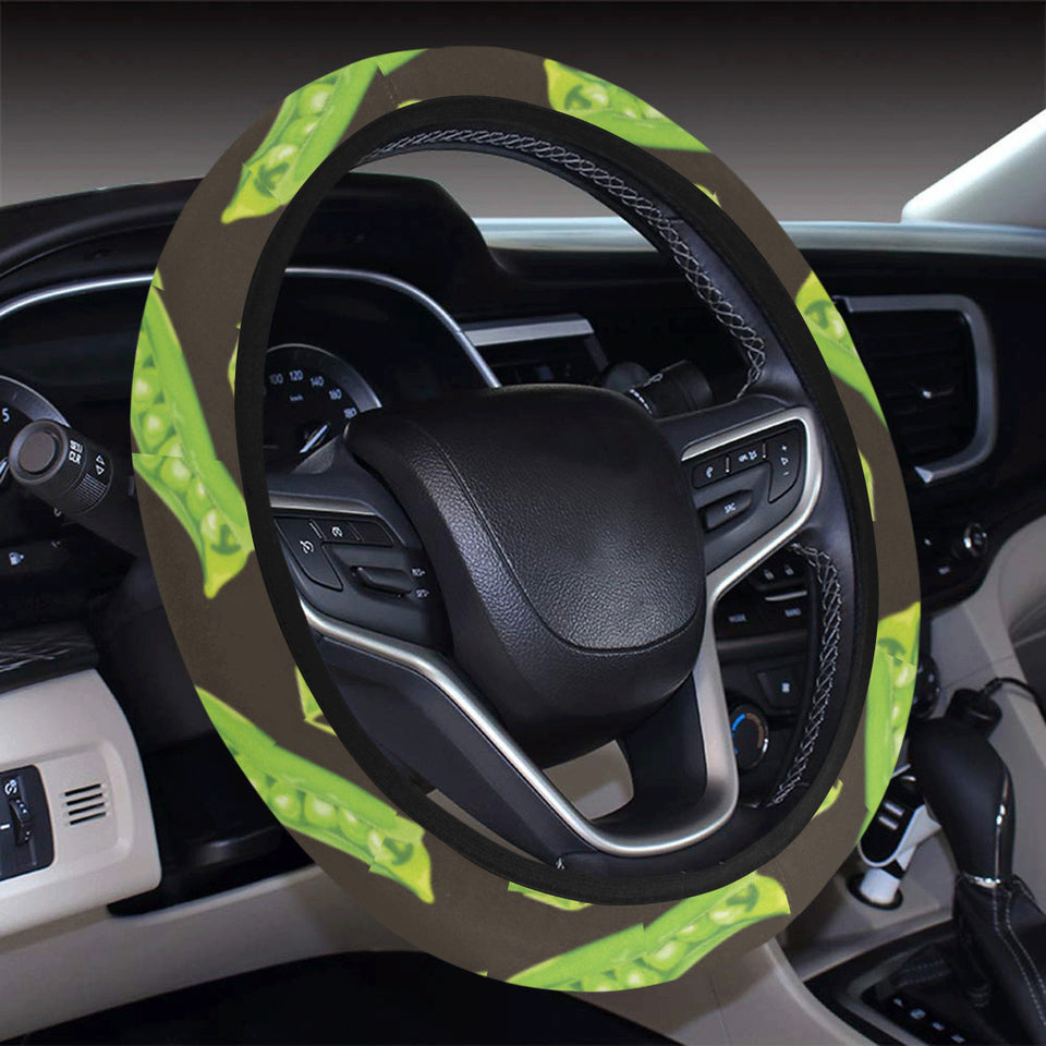 Green Peas Pattern Print Design 05 Car Steering Wheel Cover