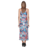 Hand drawn colorful starfish V-Neck Open Fork Long Dress