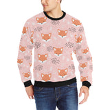 Cute fox pattern pink background Men's Crew Neck Sweatshirt