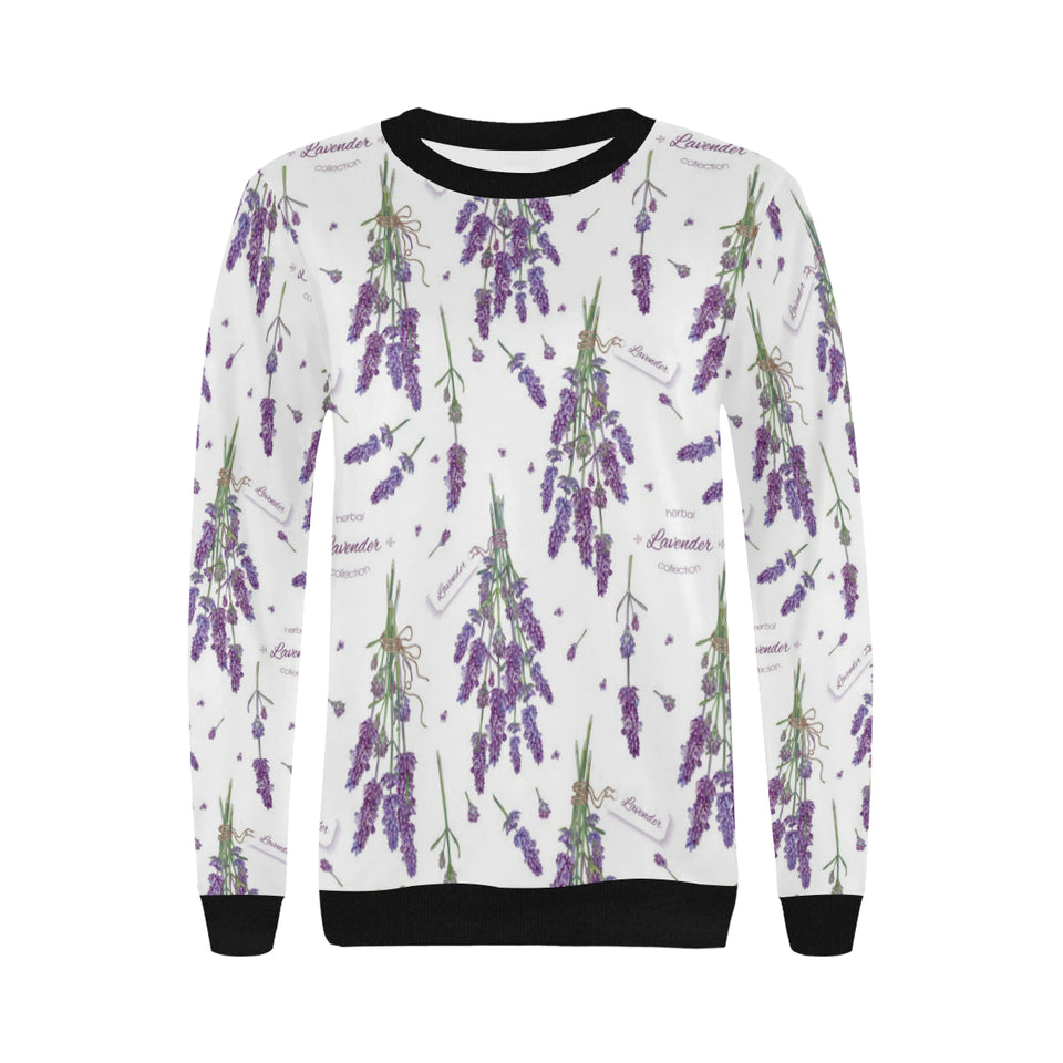 lavender flower design pattern Women's Crew Neck Sweatshirt