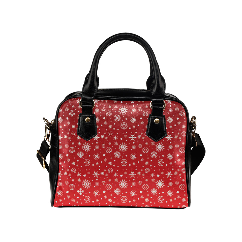Snowflake pattern red background Shoulder Handbag