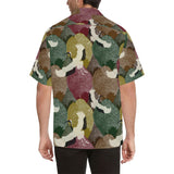 Japanese cranes flying forest dot pattern Men's All Over Print Hawaiian Shirt