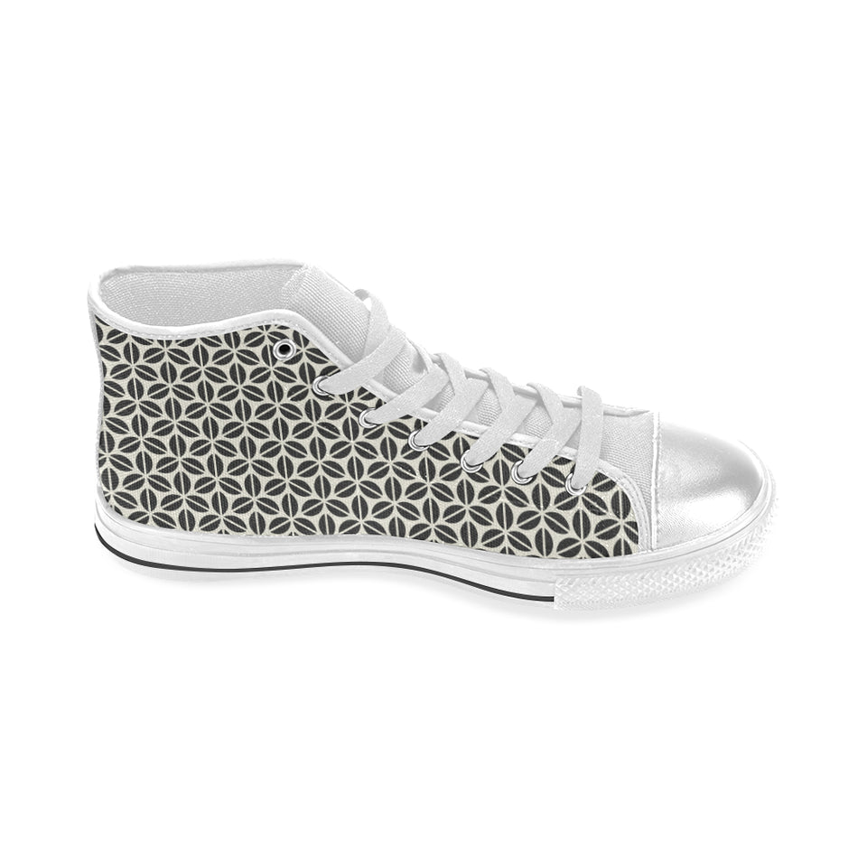 Coffee bean abstract modern pattern Women's High Top Canvas Shoes White