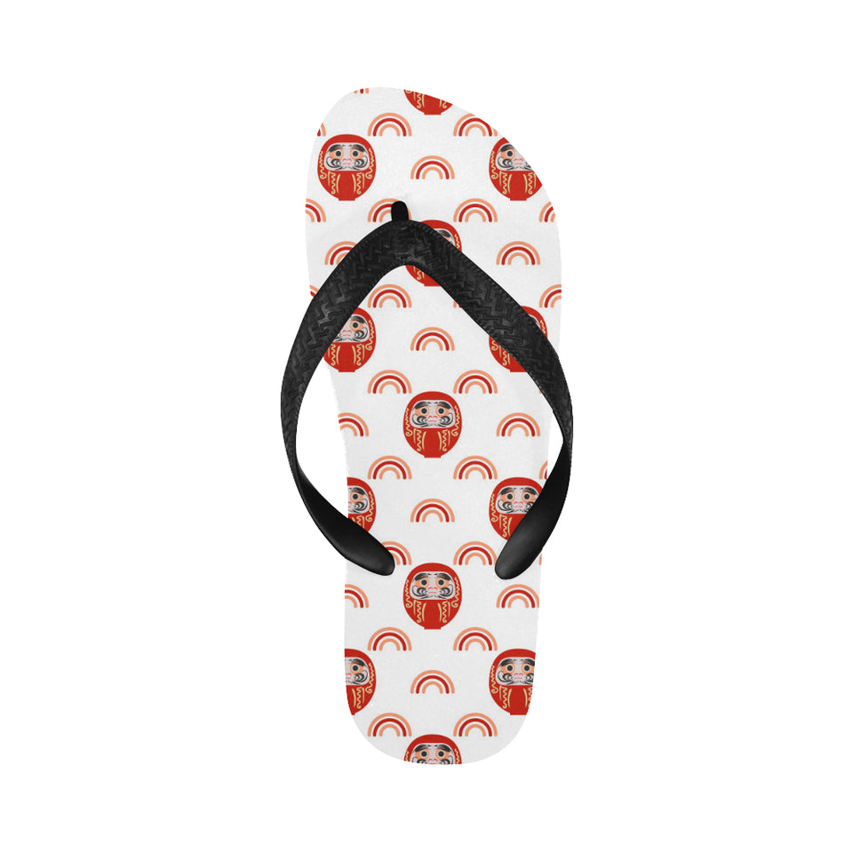 Daruma japanese wooden doll design pattern Unisex Flip Flops