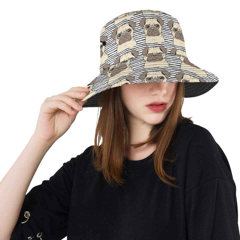 Happy pug pattern Unisex Bucket Hat