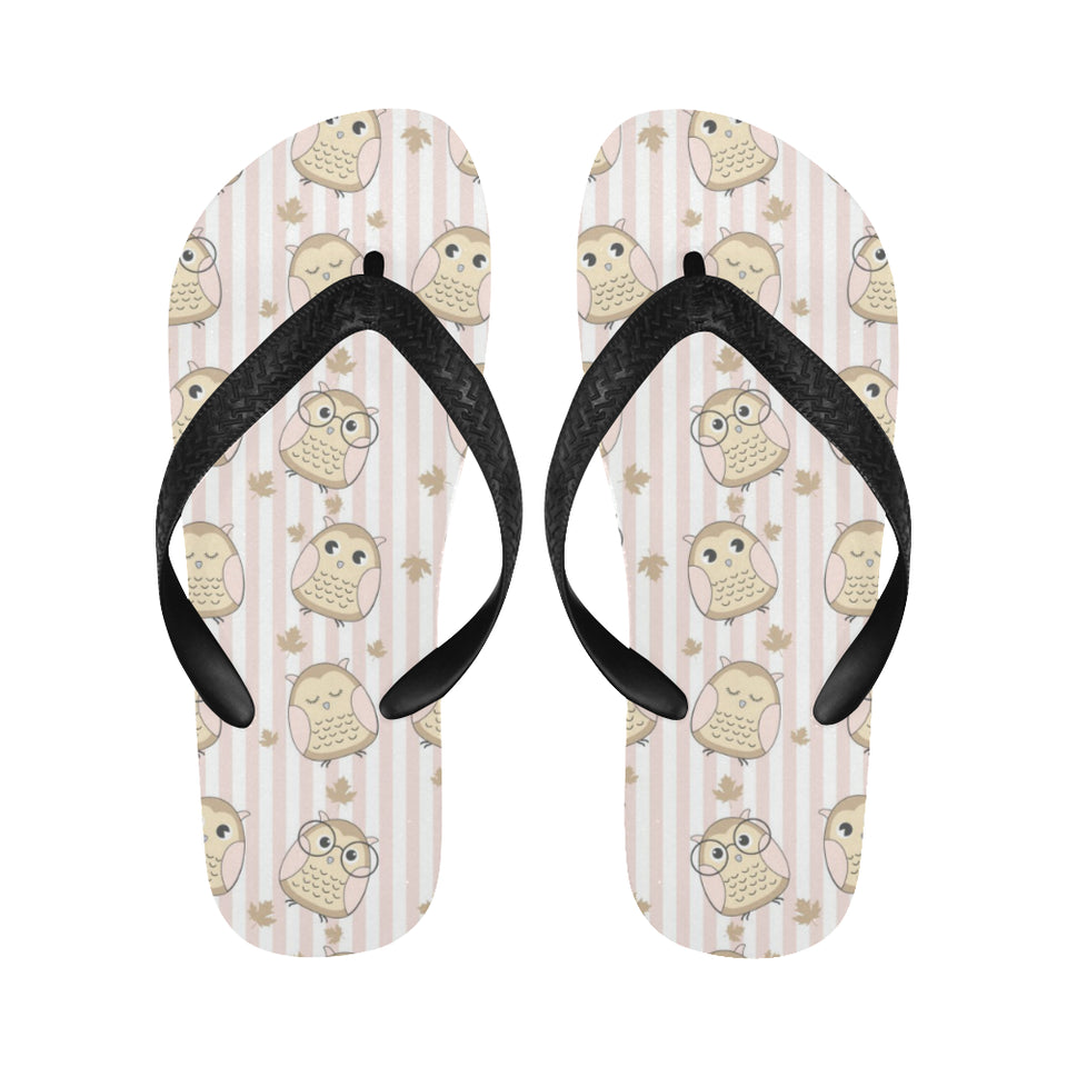 cute owl leaf Unisex Flip Flops