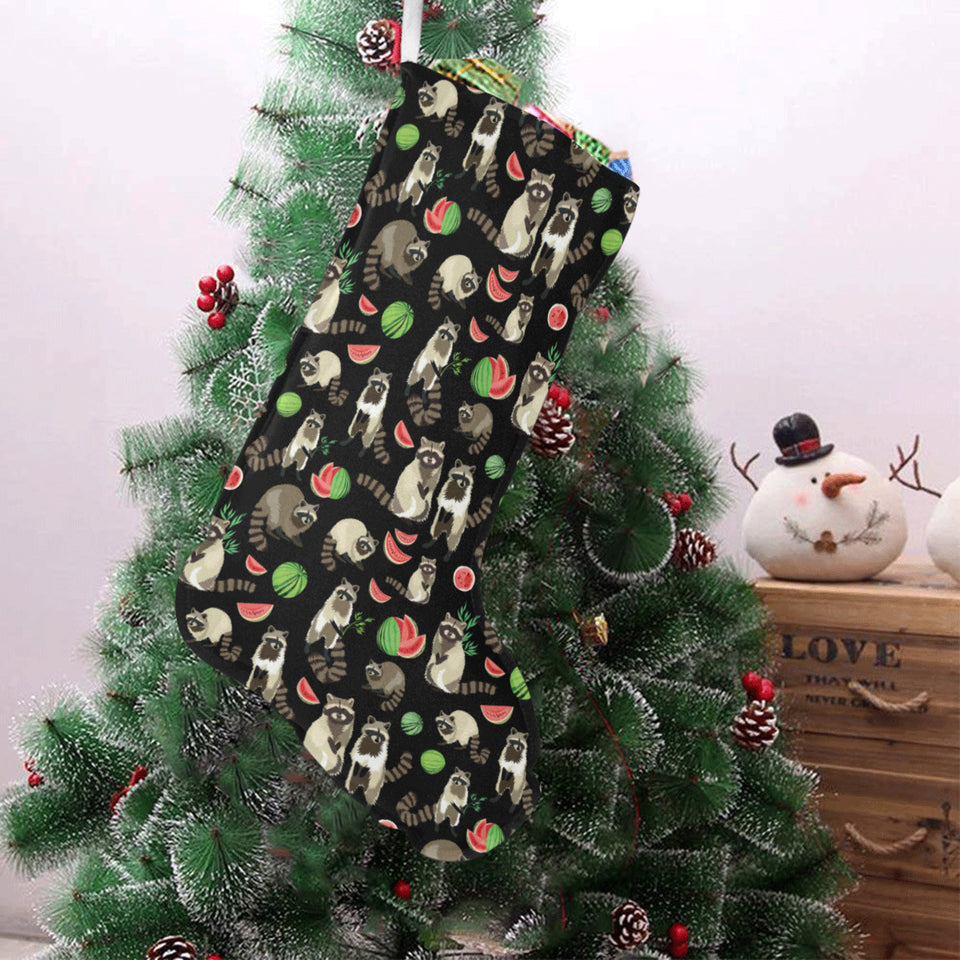 Raccoon watermelon pattern Christmas Stocking