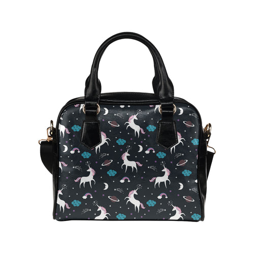 unicorn rainbows moon clound star pattern Shoulder Handbag