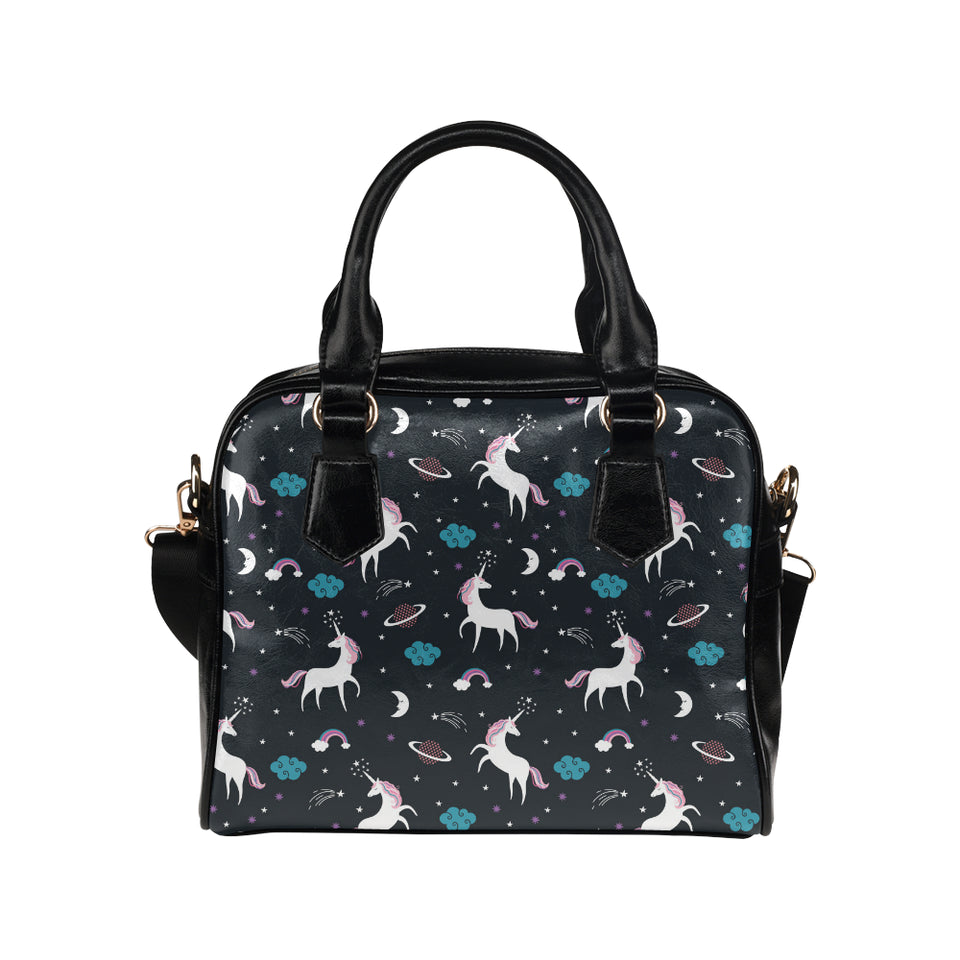 unicorn rainbows moon clound star pattern Shoulder Handbag