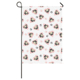 Cute pugs pink heart paw pattern House Flag Garden Flag