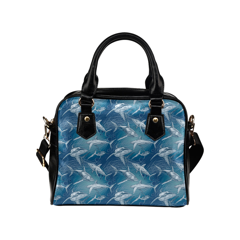 Shark hand drawn Shoulder Handbag