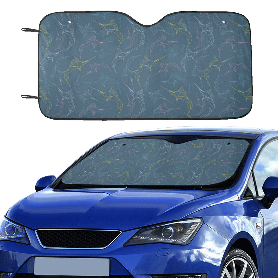 Swordfish Pattern Print Design 02 Car Sun Shade