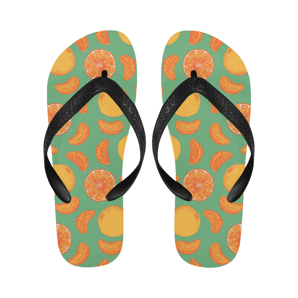 orange fruit pattern green background Unisex Flip Flops