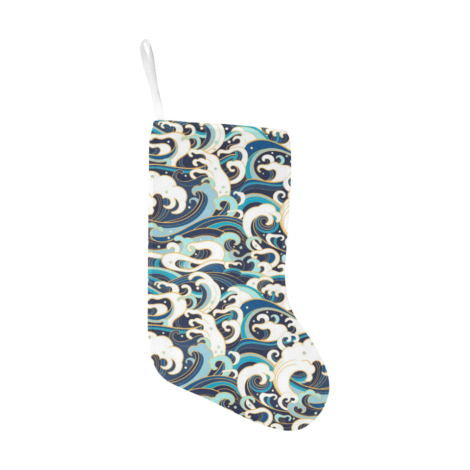 Japanese wave pattern Christmas Stocking