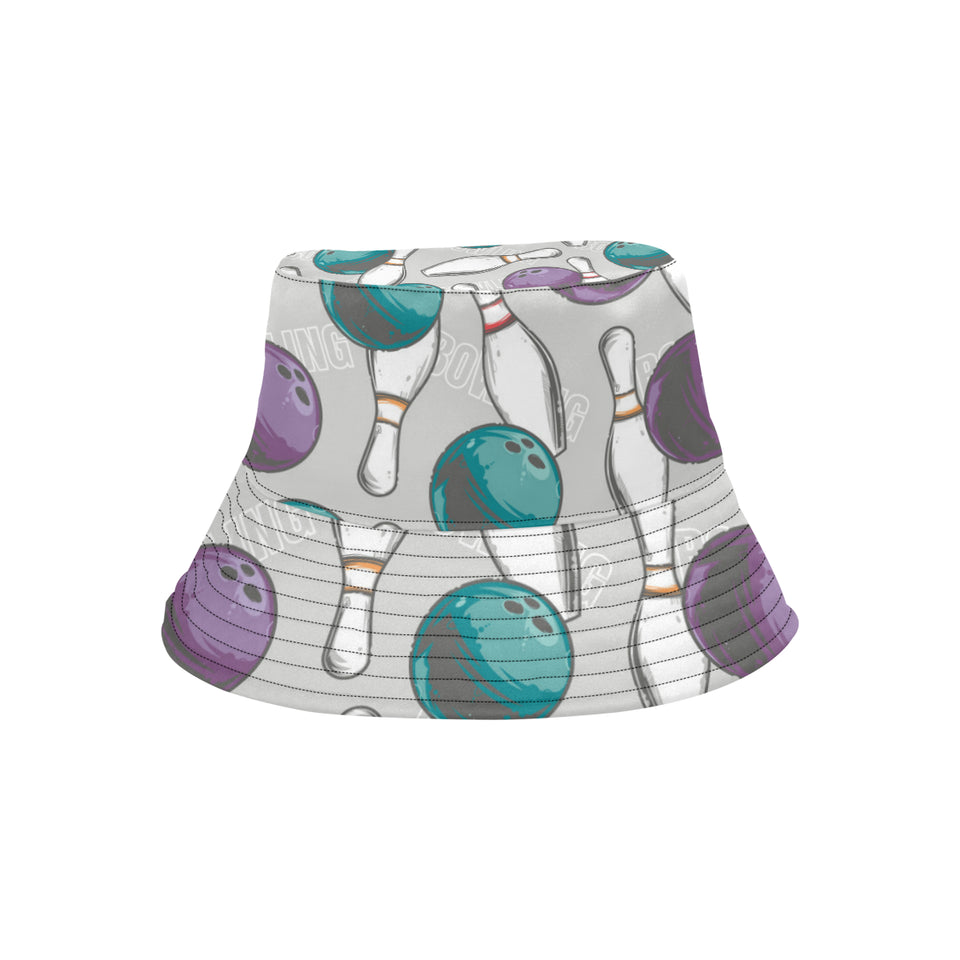 Bowling ball and pin gray background Unisex Bucket Hat