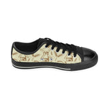 Windmill Wheat pattern Men's Low Top Canvas Shoes Black