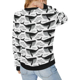 Black whale pattern Women's Crew Neck Sweatshirt