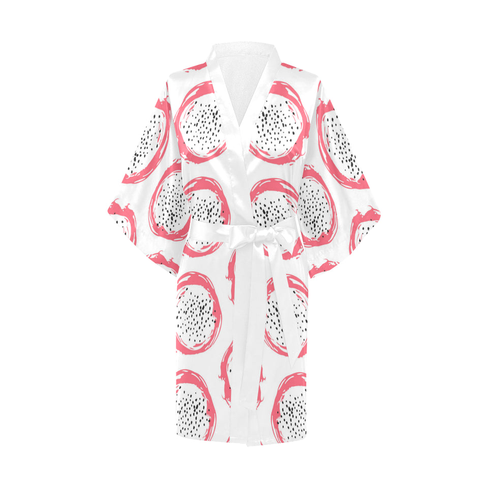 Hand drawn dragon fruit Women's Short Kimono Robe
