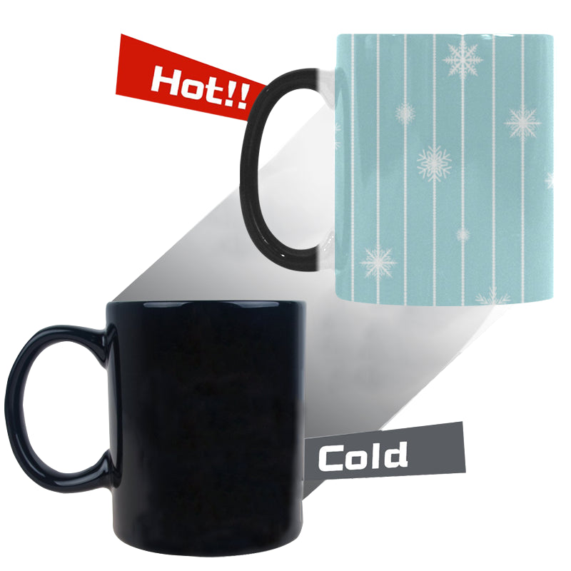 Snowflake pattern blue stripe background Morphing Mug Heat Changing Mug