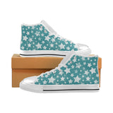 Vintage star pattern Women's High Top Canvas Shoes White