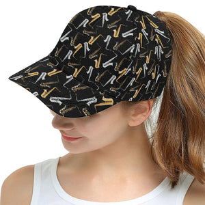 saxophone design pattern All Over Print Snapback Cap