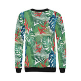 heliconia palm and monstera  leaves pattern Women's Crew Neck Sweatshirt