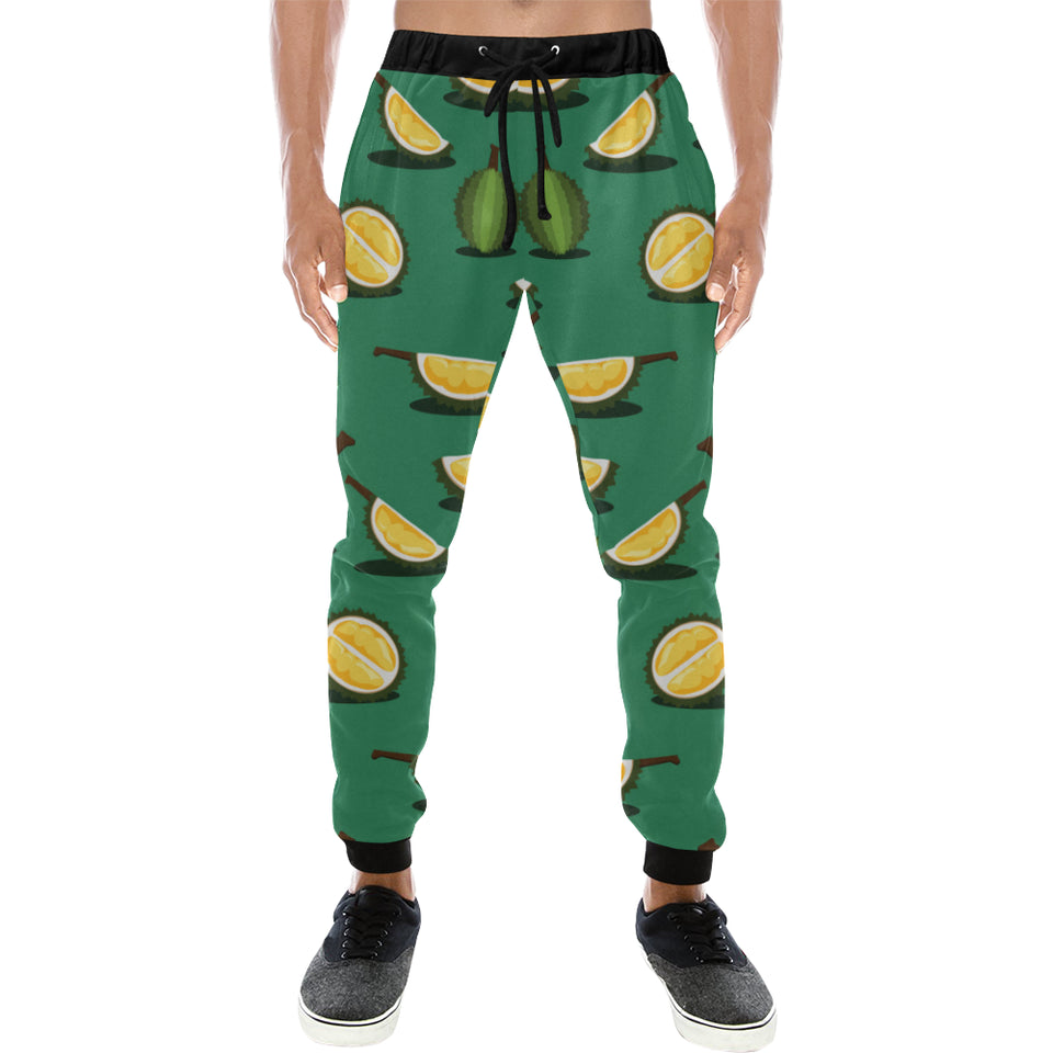 Durian pattern green background Unisex Casual Sweatpants