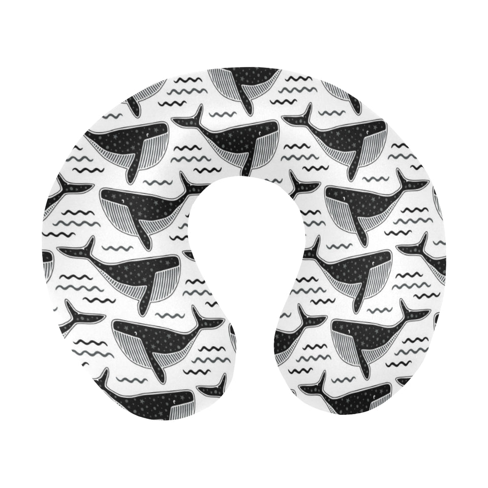 Black whale pattern U-Shaped Travel Neck Pillow