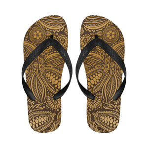 cacao beans tribal polynesian pattern background Unisex Flip Flops