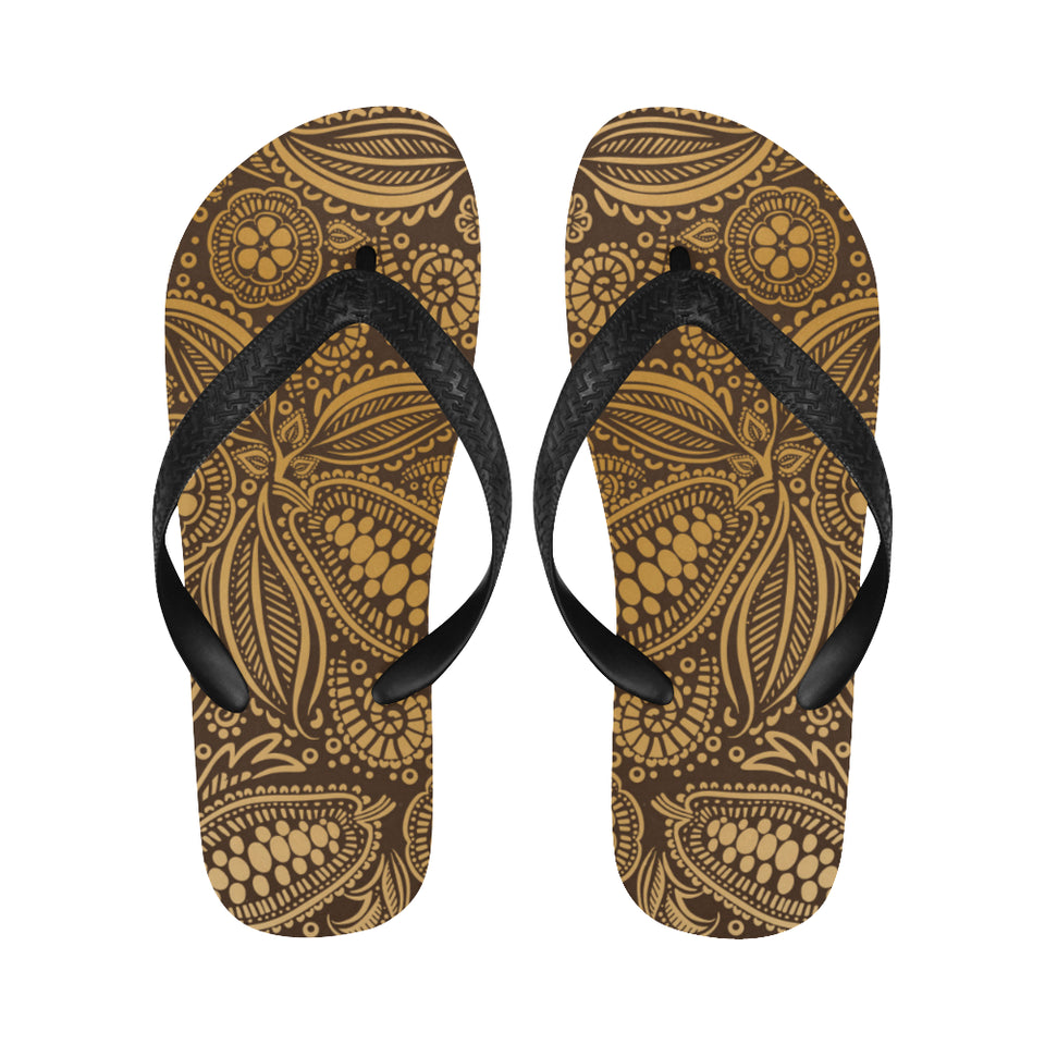 cacao beans tribal polynesian pattern background Unisex Flip Flops