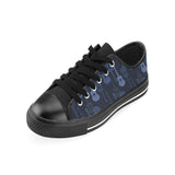 Blue Theme guitar pattern Men's Low Top Canvas Shoes Black