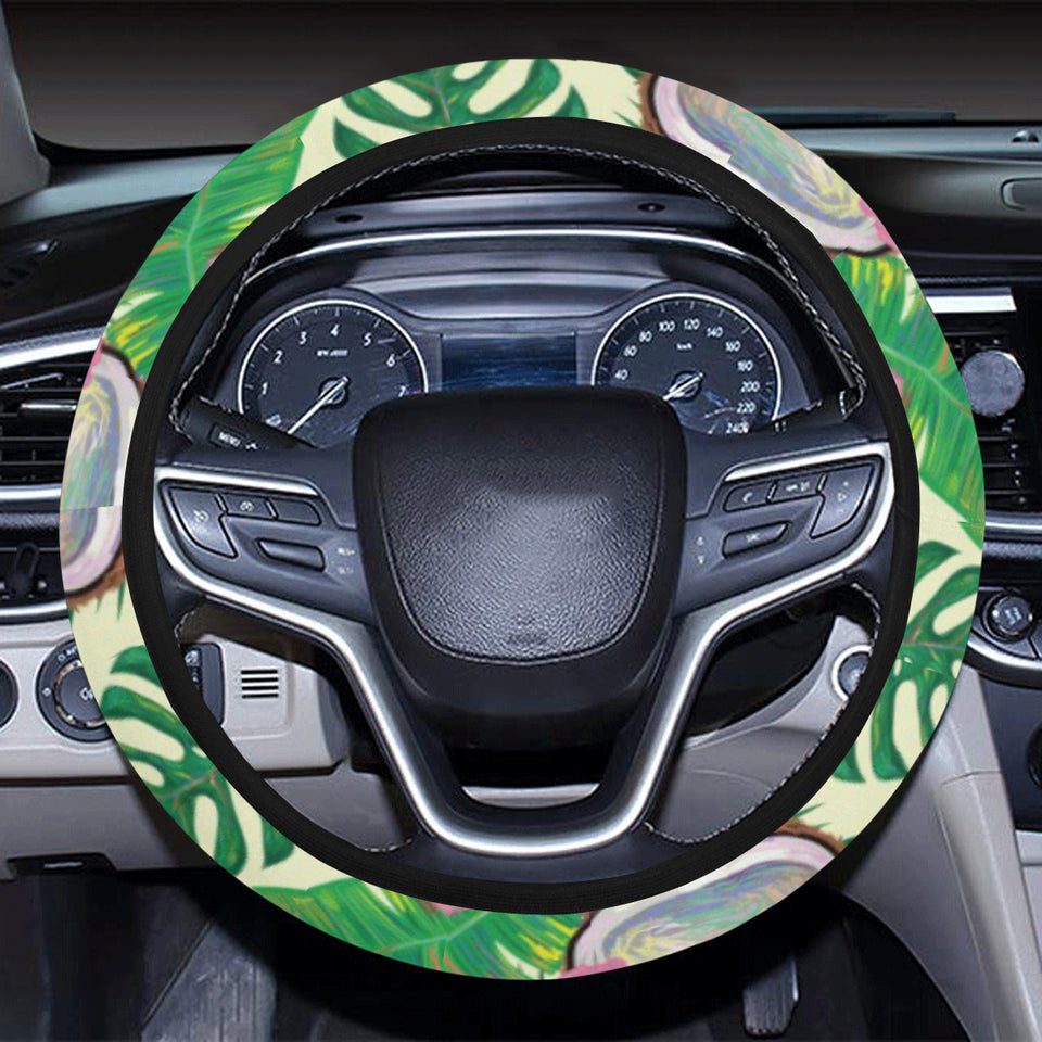 Coconut Pattern Print Design 01 Car Steering Wheel Cover