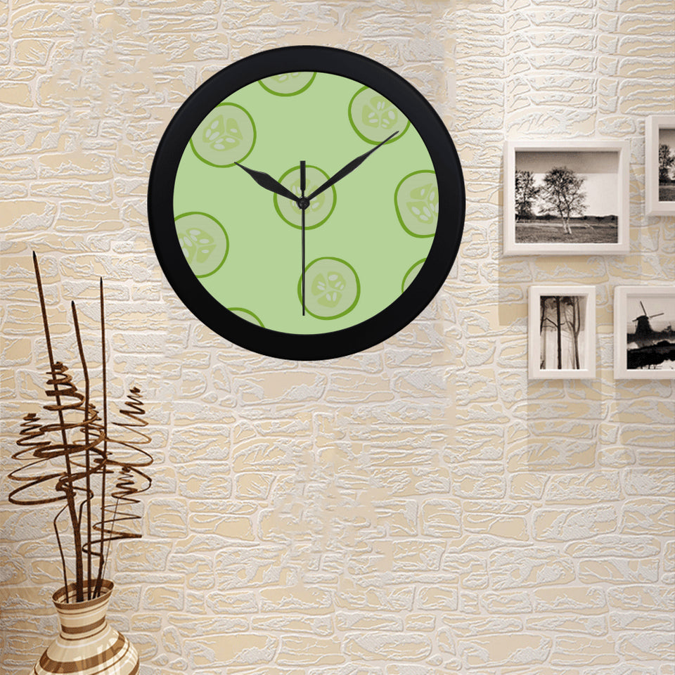 Cucumber pattern Elegant Black Wall Clock