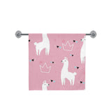 Llama Alpaca pink background Bath Towel