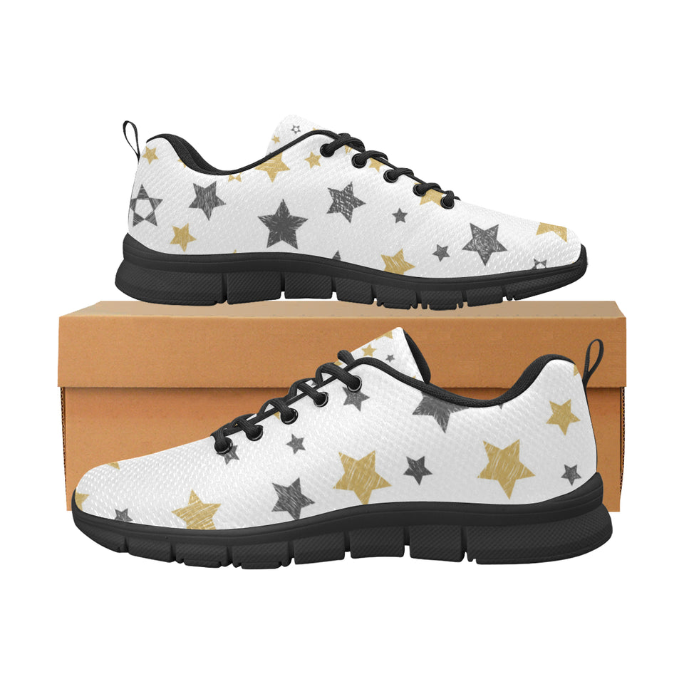 hand drawn gold black star pattern Men's Sneaker Shoes