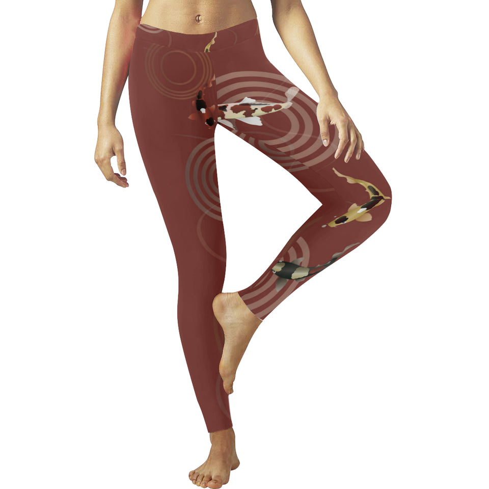 Fancy Carp red background Women's Legging Fulfilled In US