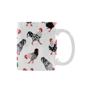 Cool rooster chicken cock floral ornament backgrou Classical White Mug (Fulfilled In US)