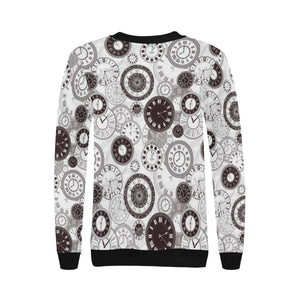 Classic vintage clock pattern Women's Crew Neck Sweatshirt