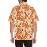 Orange yellow orchid flower pattern background Men's All Over Print Hawaiian Shirt