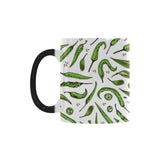 Hand drawn sketch style green Chili peppers patter Morphing Mug Heat Changing Mug