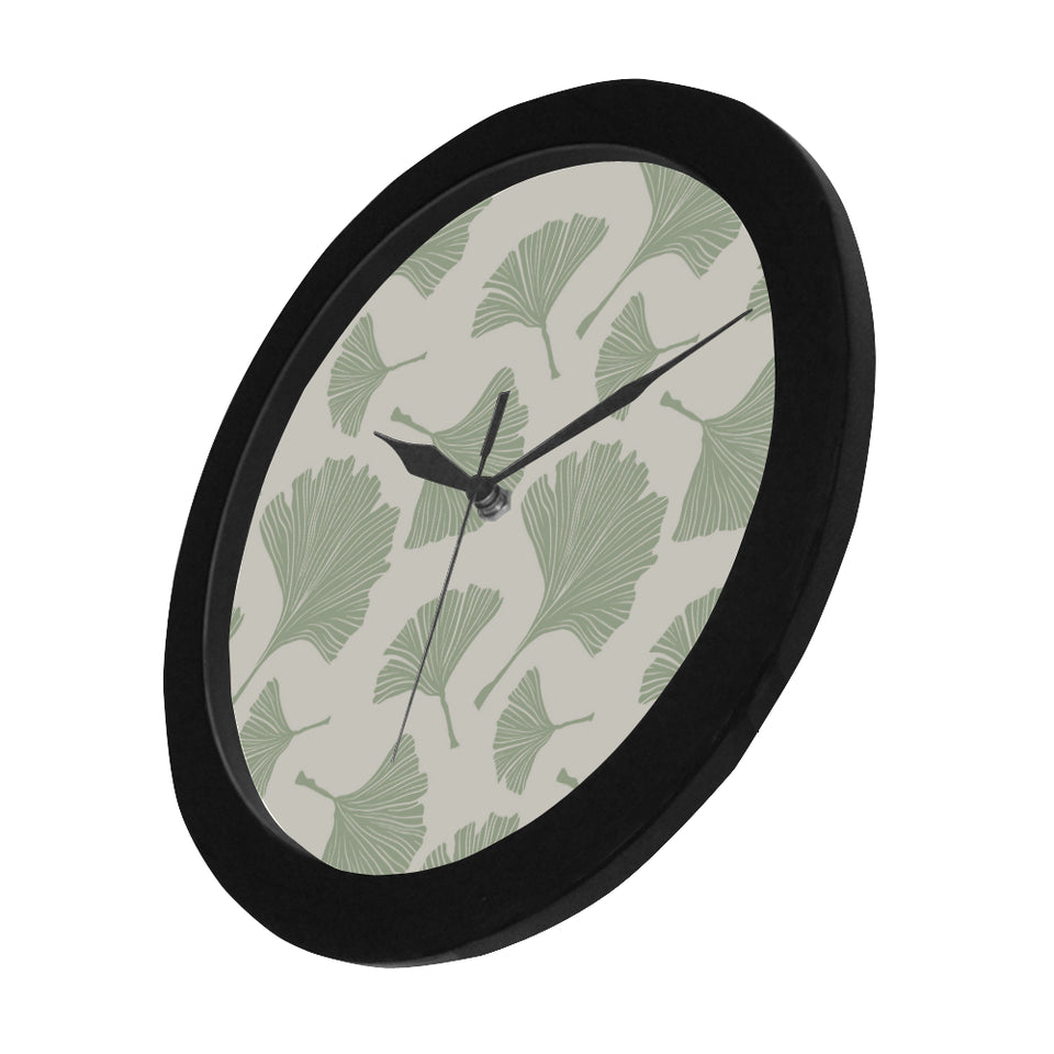 Ginkgo leaves pattern Elegant Black Wall Clock